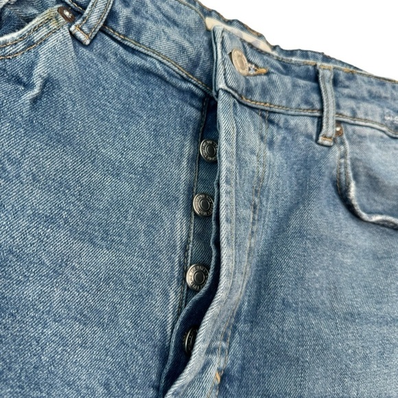Free People Jeans Women Size 31 Emmy Split Hem Bootcut Blue Button Fly High Rise - Picture 5 of 16